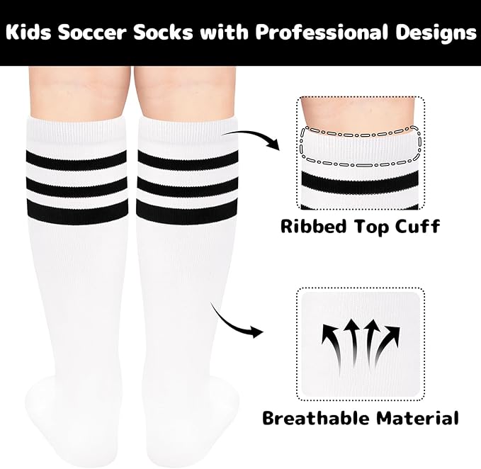 Olreco 1 Pack Toddler Kids Youth Soccer Socks Girls Boys Baseball Socks Youth Knee High Softball Football Accessories Cotton