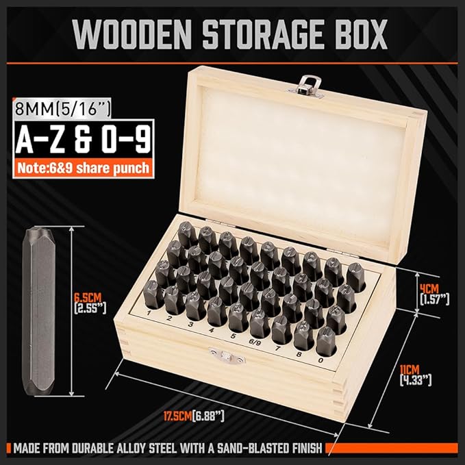 HORUSDY 36-Piece Number and Letter Stamp Set 5/16 Punch Perfect - Image 3
