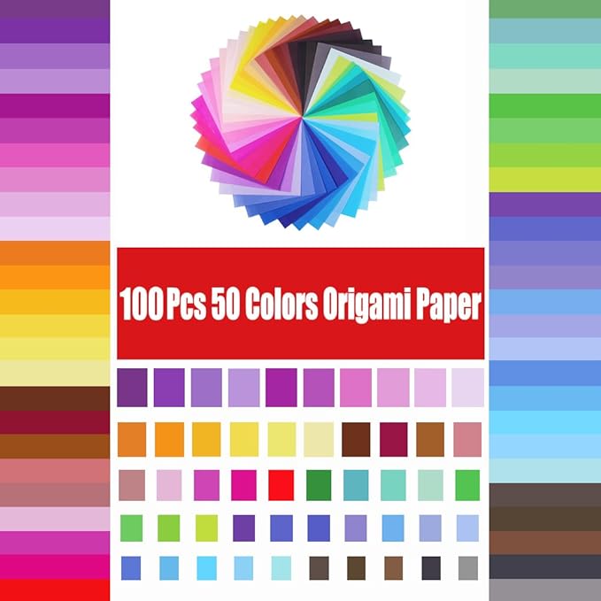 Opret Origami Paper 6x6 inch, 100 Sheets Origami Paper 50 Vivid Colors 15x15 cm - Image 2