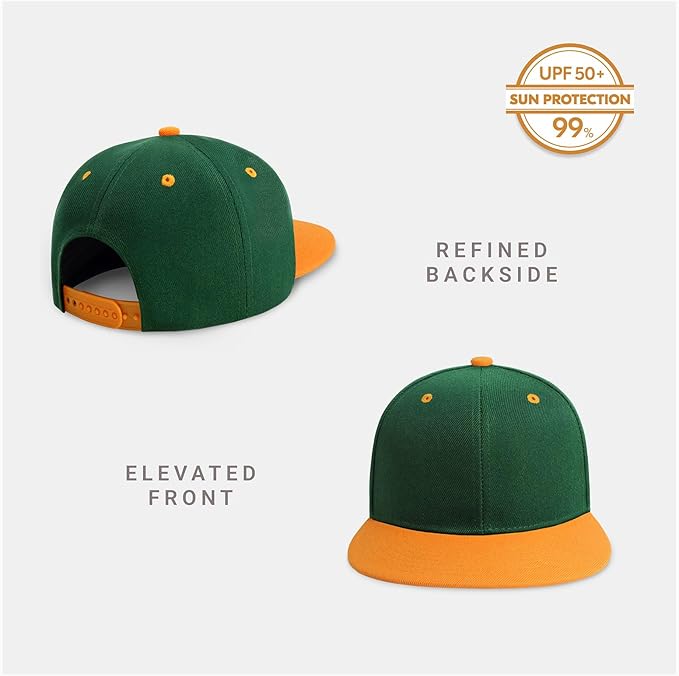 CHOK.LIDS Flat Bill Visor Classic Snapback Hat Blank Adjustable Brim High Top End Trendy Color Style Plain Tone Baseball Cap