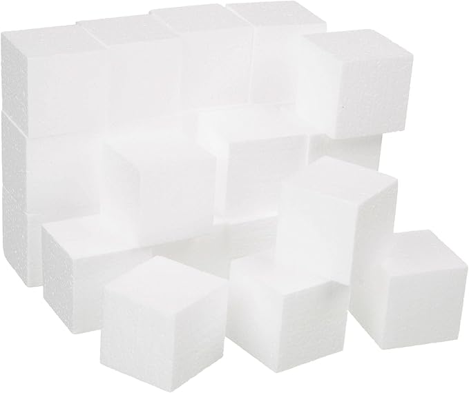Crafare 3x3x3 Inch 24Pack Craft Foam Square Polystyrene Square Cubes by Crafare