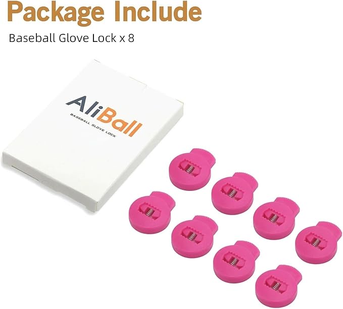 AliBall Glove Locks, Lace Locks for Baseball Glove 8 Pack, Never Need Thying Knots Again, Strong Elasticity, Made Plastic and Springs, Fits All Gloves, Baseball Gloves Accessories