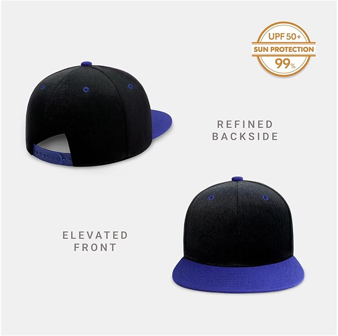CHOK.LIDS Flat Bill Visor Classic Snapback Hat Blank Adjustable Brim High Top End Trendy Color Style Plain Tone Baseball Cap
