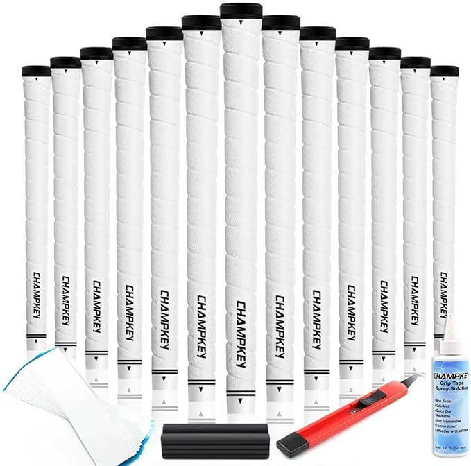 CHAMPKEY X-WEAVE Rubber Golf Grips 13 Pack with Full Repair Kits - Medium Lower Hand Golf Club Grips - Enhanced Grip and Traction Golf Grips for Men and Women