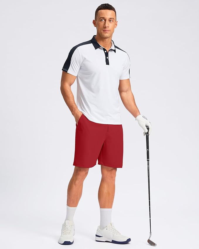 Pudolla Men's Casual Shorts 7"/9"/5" Lightweight Golf Shorts with 3 Pockets Stretch Quick Dry Comfy Work Shorts