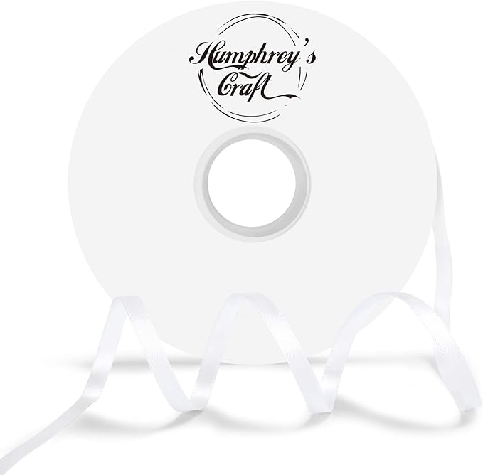 Humphrey's Craft 1/4 Inch White Double Faced Satin Ribbon by HumphreysCraft