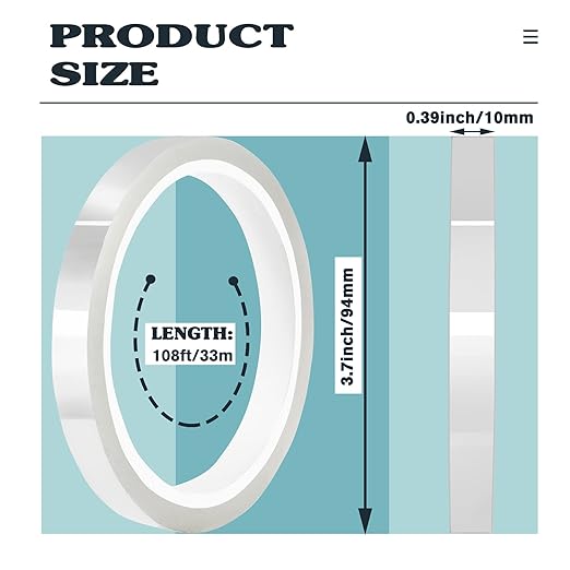6 Rolls 10mm x33m Clear Heat Tape, Transparent High Temperature Heat Resistant - Image 2
