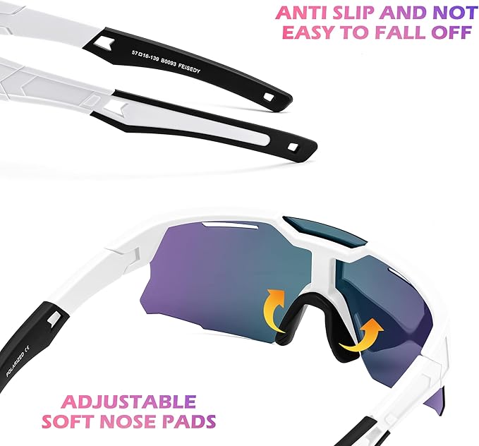 FEISEDY Kids Sunglasses Youth Baseball Sun Glasses, UV400 Sports Teens Cycling Shades for Boys Girls Age 8-16 B0048