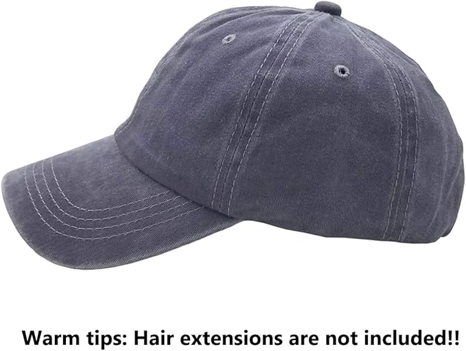 Eohak Ponytail Baseball Hat Distressed Retro Washed Womens Twill