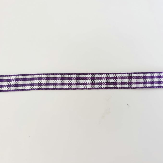 Micomon Dark Purple and White Woven Edge Plaid Ribbon 100% Polyester Gingham - Image 9
