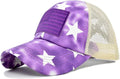 Criss Cross Hat Washed Distressed Baseball Cap Ponytail Hat High Messy Bun Ponycap for Women