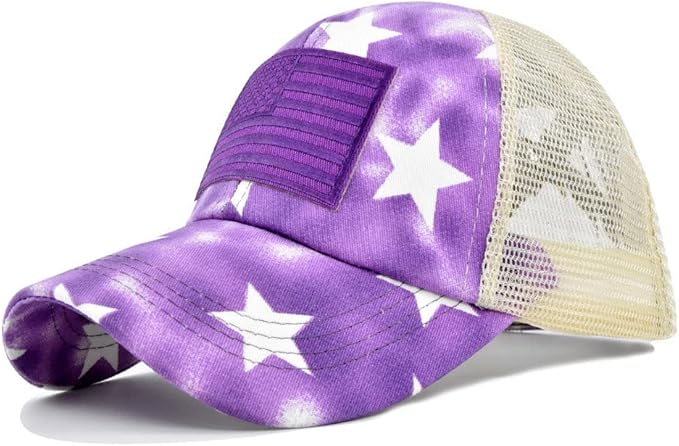 Criss Cross Hat Washed Distressed Baseball Cap Ponytail Hat High Messy Bun Ponycap for Women
