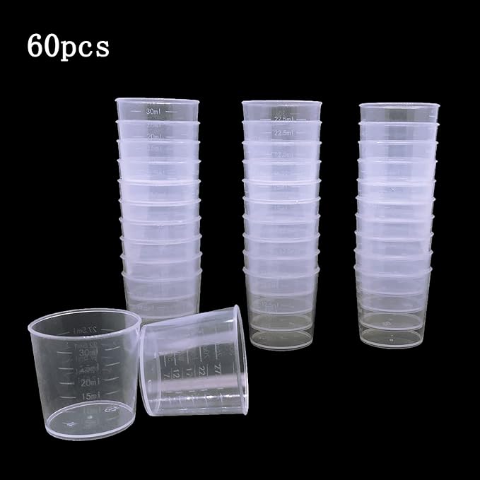 60 Pcs Plastic Graduated Cups, 30ml/1oz Clear Scale Cups - Image 5
