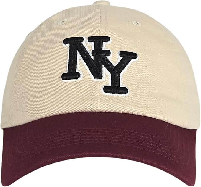 NY 3D Embroidered Cotton Dad Hat – New York Baseball Cap, Adjustable Metal Buckle Strap, Unstructured Low-Profile Style
