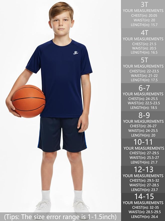DEVOROPA Youth Boys Compression Shirt Long/Short Sleeve Football Baseball Undershirt Quick Dry Kids Sports Baselayer Crewneck