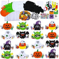 Winlyn 24 Sets Halloween Headbands Craft Kits Crown Art Sets Jack-o'-Lantern Candy Corns Ghost Monster Bat Paper Hat with Halloween Foam Stickers for Kids Halloween Classroom Activities Party Favors