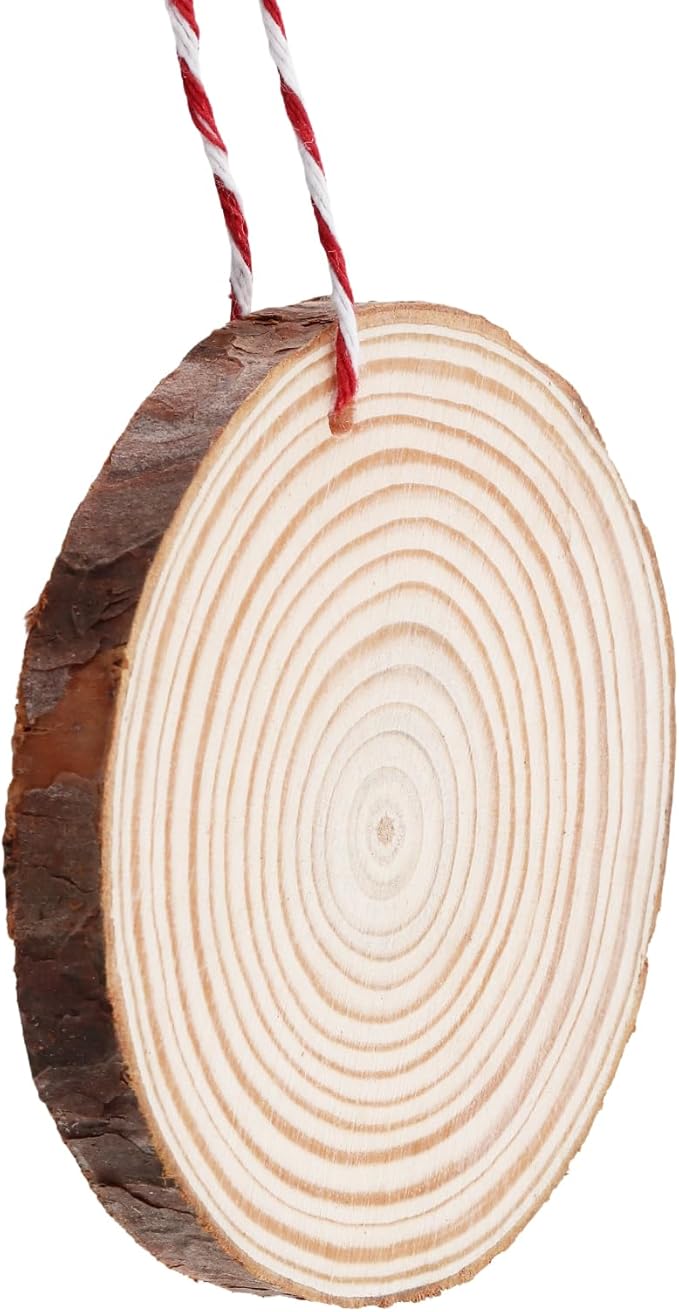 60 Pieces Wood Slices with Hole, 3.5-4 Inch Unfinished Round Wooden Circles - Image 4