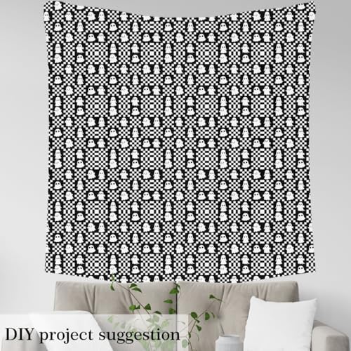 Feelyou Happy Halloween Soft Flannel Fabric by The Yard Kids 10 Yards Cute Checkered Ghost Upholstery Fabric Black White Checkerboard Plaid Trick or Treat for Home DIY Projects, Indoor Decor