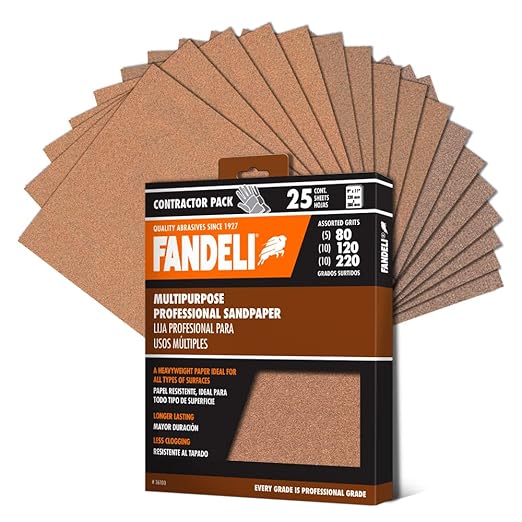 Fandeli | Multi-Purpose Sanding Paper | Assorted Grits | 25 Sheets of 9'' x by FandeliUSA