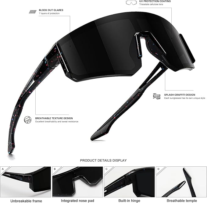SEKKAF Youth Baseball Sunglasses for Boys Girls Age 6-12 Softball Cycling Sports Sunglasses for Kids Lightweight Frame
