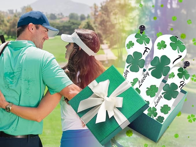 Craftsman Golf Green Lucky Clover Driver Wood Hybrid Headcover Blade Mallet Putter Cover for Scotty Cameron Taylormade Odyssey Also for Custom Version with Your Name Stitched