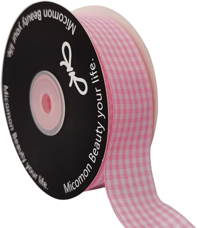 Pink and White Gingham Ribbon by Micomon