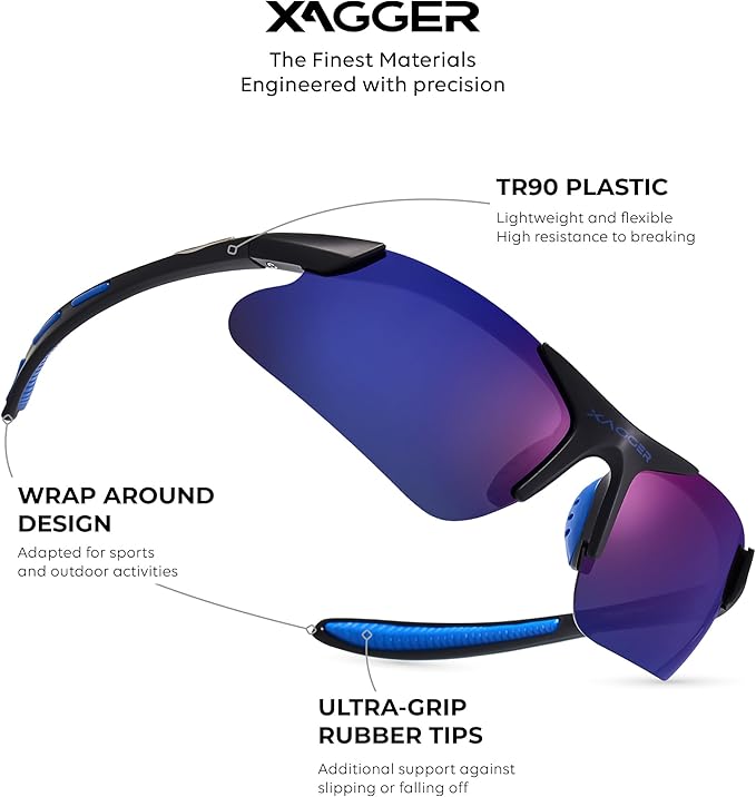 Xagger Kids Youth Polarized Sports Sunglasses for Boys Girls Baseball Softball Glasses TR90 Frame