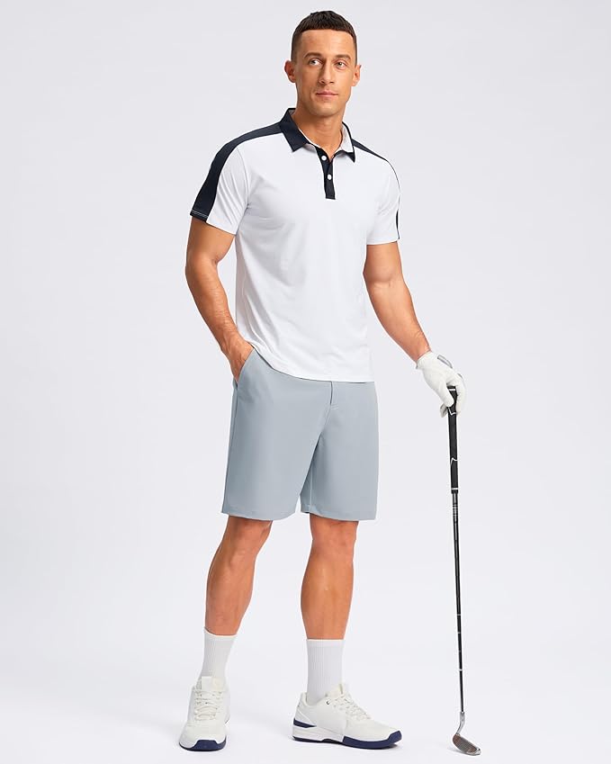 Pudolla Men's Casual Shorts 7"/9"/5" Lightweight Golf Shorts with 3 Pockets Stretch Quick Dry Comfy Work Shorts