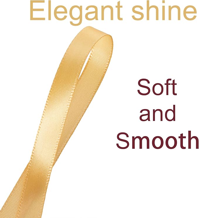3/8 Inch Gold Ribbon, 50 Yards Craft Polyester Satin Ribbon Perfect - Image 3