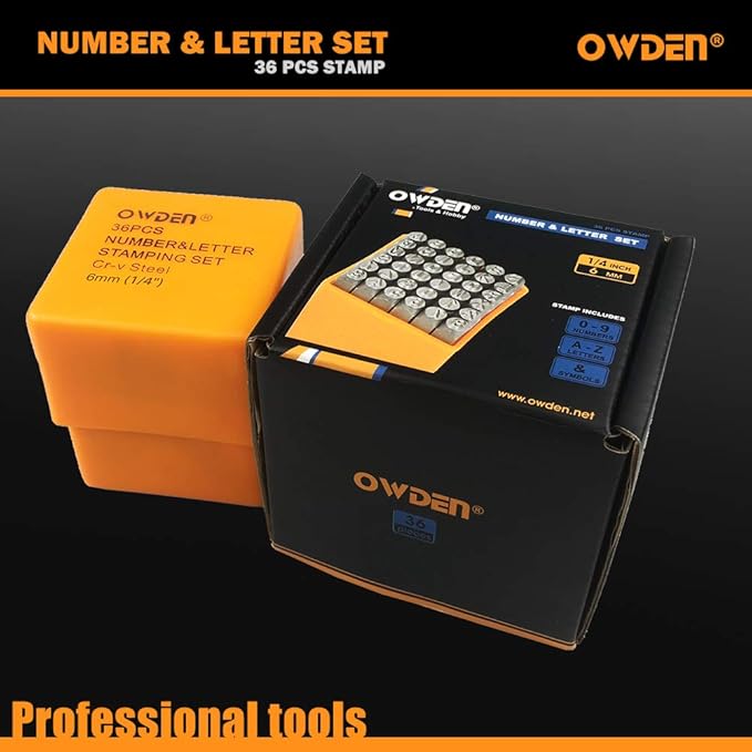OWDEN Professional 36Pcs. Steel Metal Stamp Set, Steel Number and Letter Punch - Image 6