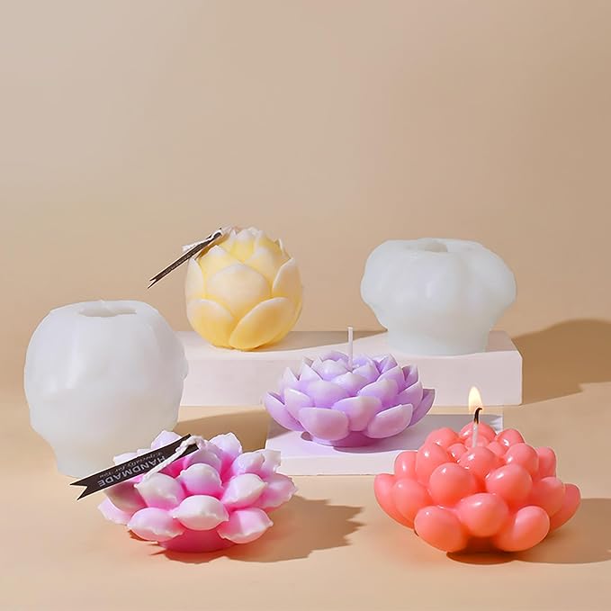 Large Flower Succulent Candle Mold Resin Casting Silicone Molds - Image 3