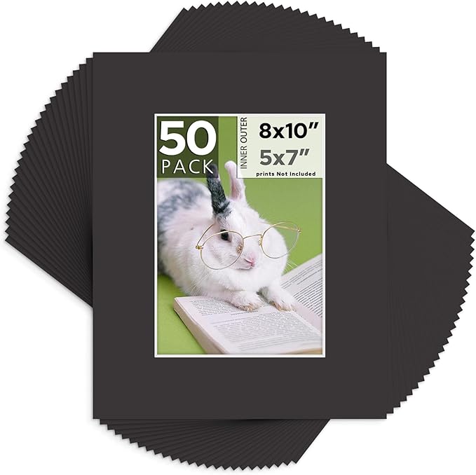 Mat Board Center, 8x10 for 5x7 Black Mats by MatBoardCenter