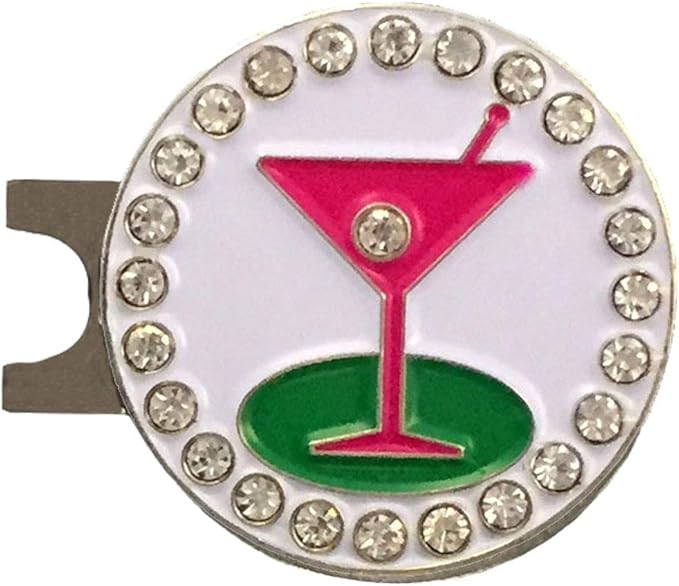 Giggle Golf Martini Par 3 Pack for Women, Microfiber Waffle Weave Golf Towel, Tee Bag with Tees and Bling Ball Marker with Magnetic Hat Clip (19th Hole)