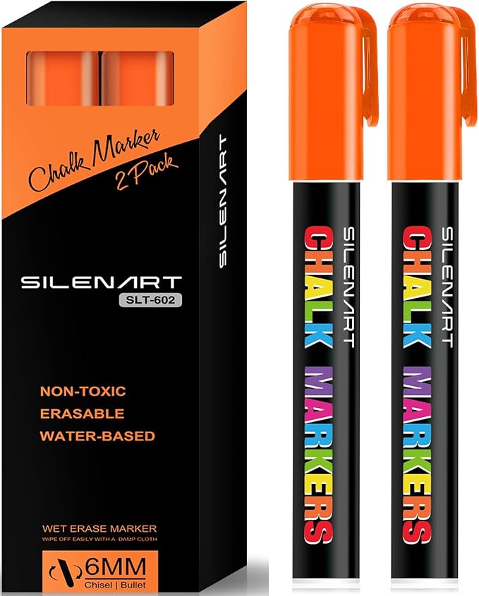 SILENART Orange Chalk Markers 2 Pack by SILENART-THEARTOFSILENCE