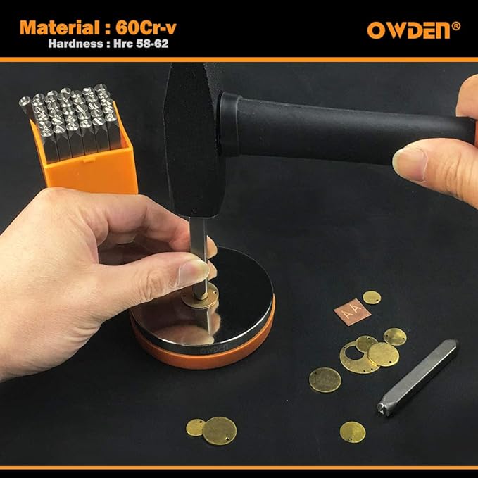 OWDEN Professional 36Pcs. Steel Metal Stamp Set, Steel Number and Letter Punch - Image 3