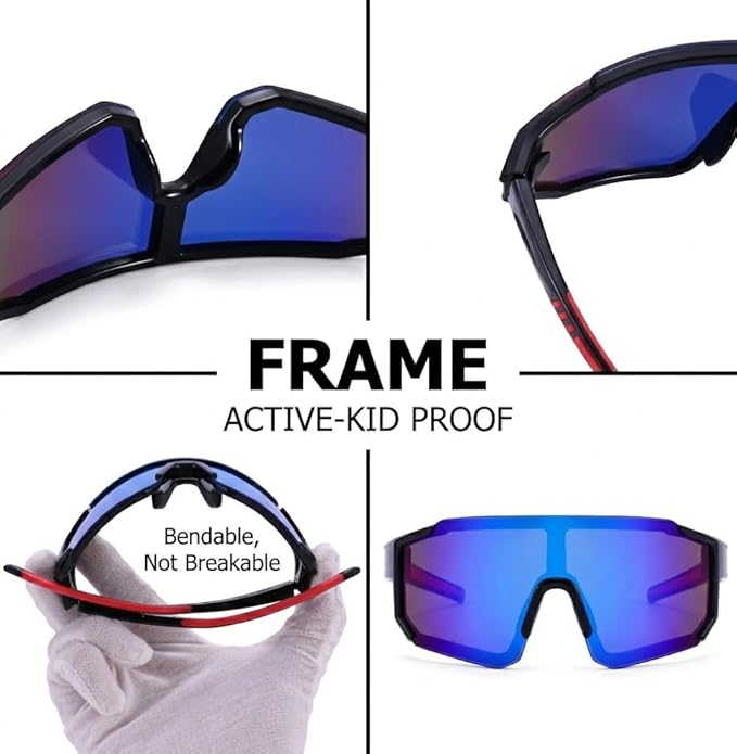 Kids Baseball Sunglasses - Youth Baseball Sunglasses for Toddler Boys Girls - Sports Softball Shades Age 3-10