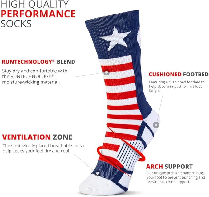 ChalkTalkSPORTS Baseball Performance Crew Socks - Boston Socks - Youth & Adult - Baseball Mid-Calf Socks