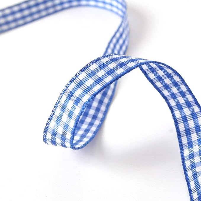 Ink Blue Gingham Plaid Checked Ribbon 25 Yard Each Roll 100% Polyester - Image 5