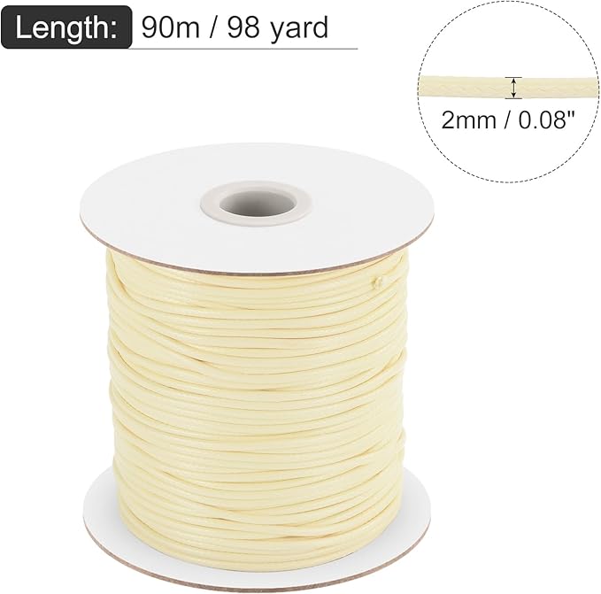 MECCANIXITY Waxed Polyester Cord 2mm 98 Yard Beige - Image 2