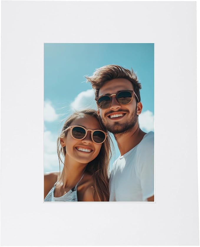 Picture Mats, 8 x 10 for 5 x 7 Pictures Acid Free White Core Bevel Cut Frame by uxcell