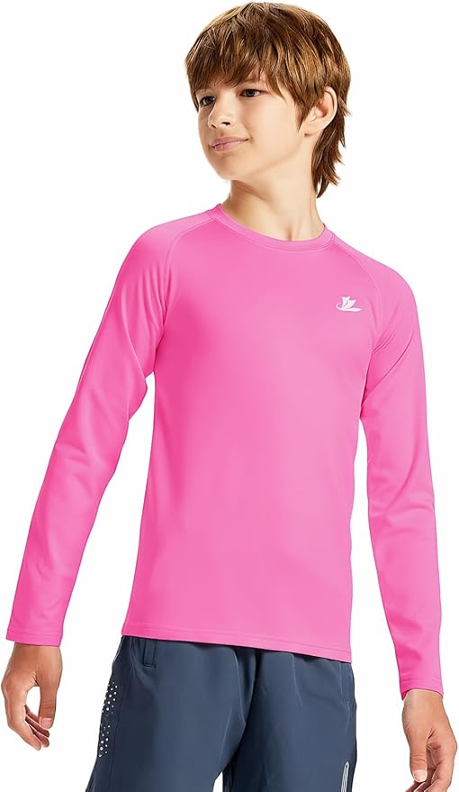 DEVOROPA Youth Boys Compression Thermal Shirt Long Sleeve Kids Fleece Baselayer Soccer Baseball Undershirt Slim/Regular/Husky