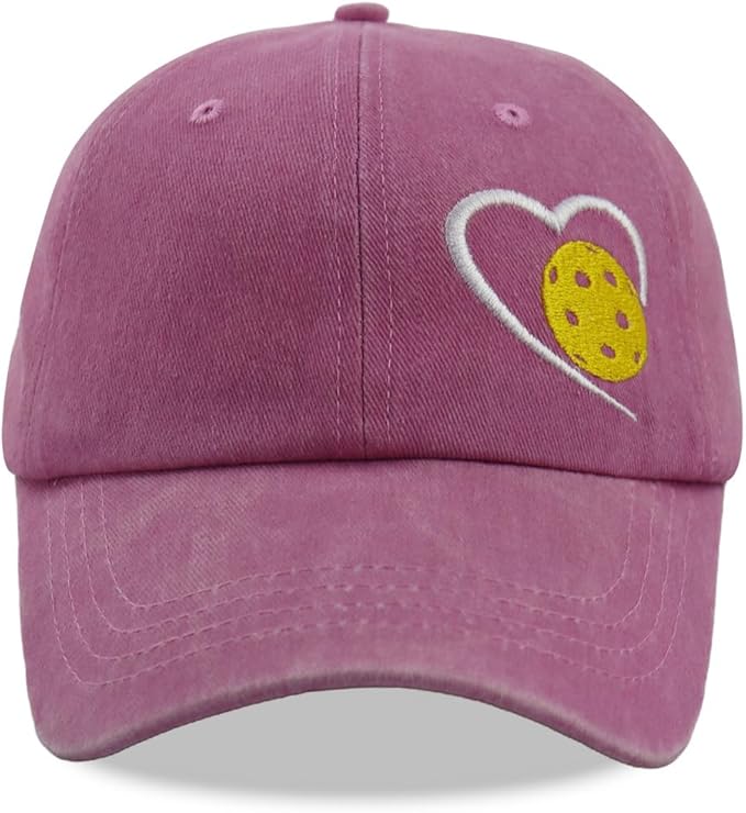 Heart Pickleball Gifts for Women Men, Responsibly Cotton Embroidered Adjustable Pickle Ball Baseball Cap