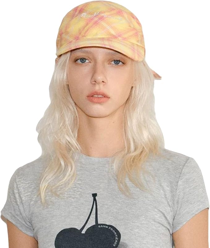 Women’s Plaid Bandana Baseball Cap – Y2K Adjustable Checkered Hat, Casual Streetwear Summer Fashion Visor Scarves