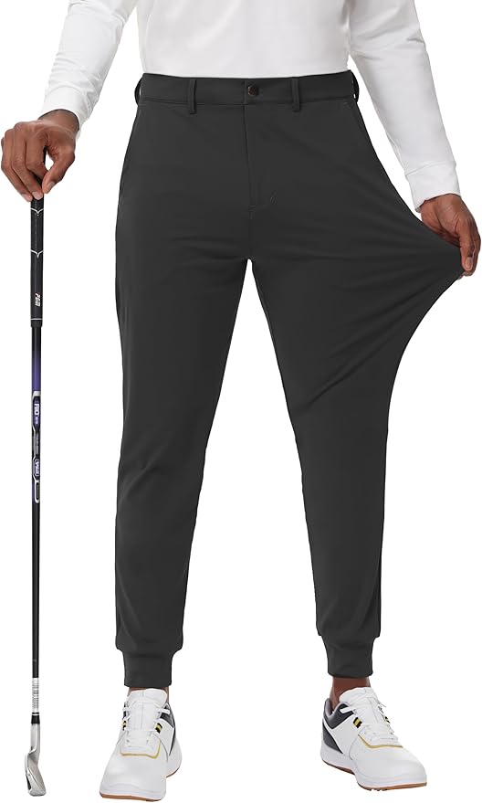 JWM Men's Stretch Golf Joggers Pants with Belt Loops - 29" 34" Slim Fit Tapered Casual Business Travel Dress Work Sweatpants