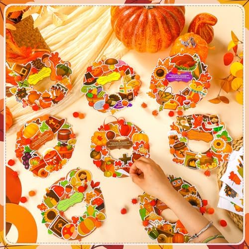 Hollowfly 48 Set Thanksgiving Wreath Craft Kits DIY Christian Ornament
