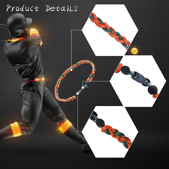 18inch Baseball Necklace,Fashion Tri-Braided Rope Tornado Necklace for Sports Fan