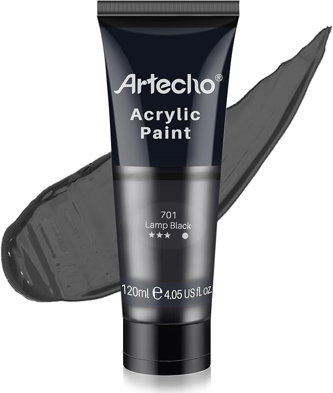 Artecho Black Acrylic Paint, Lamp Black Paint Tubes, Art Craft Paints by Artecho