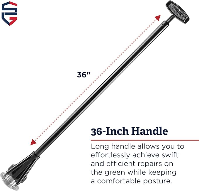 Standard Golf Company Greenskeeper Ball Mark Repair Tool – Effortlessly Restore Divots on The Green with 36 Inch Handle | Streamlined Repairs, Back-Saving Design | Ideal for Golf Courses and Players
