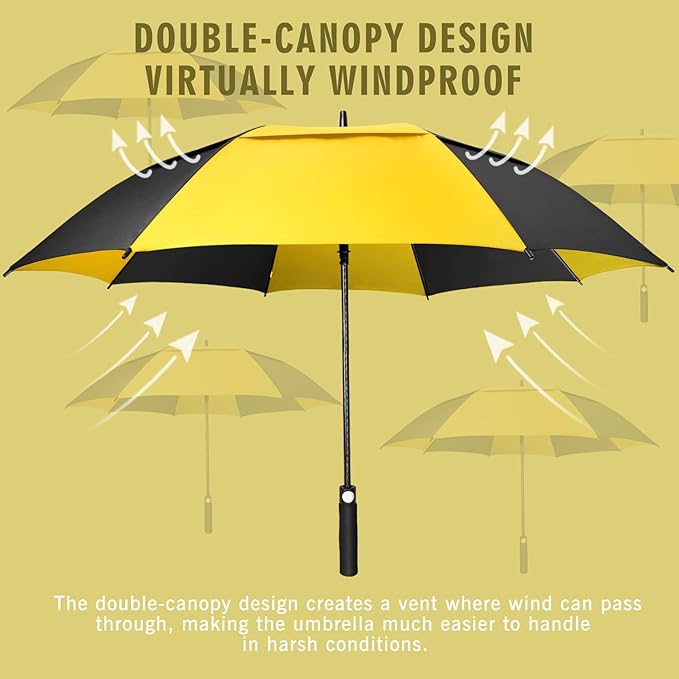 ZOMAKE Golf Umbrella Windproof, Extra Large Oversized Heavy Duty Double Canopy for Rain, Sports Games & Push Cart(51/54/62/68/72Inch)
