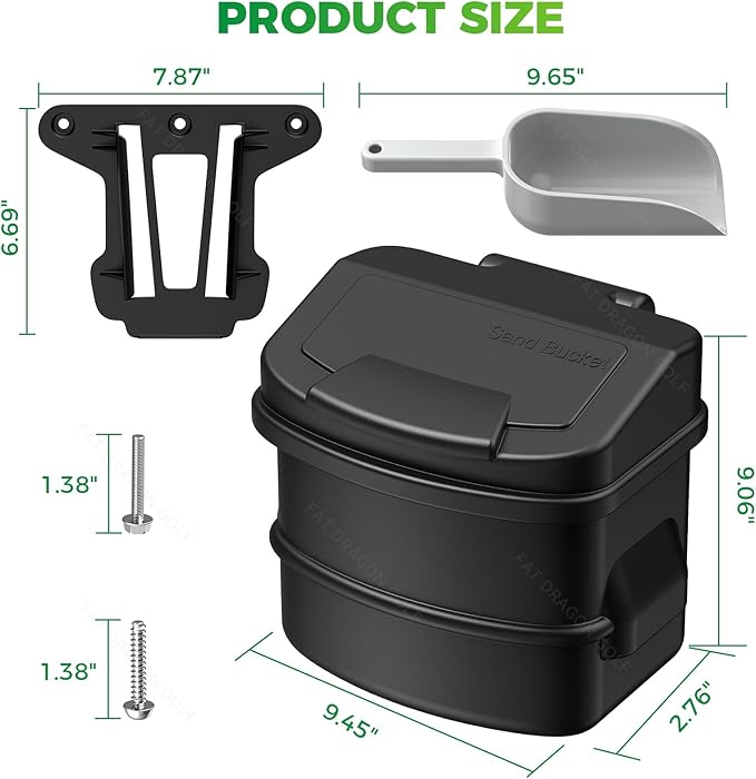 Panglong Large Capacity Sand Bucket with Bracket, Fits for 2004-UP Club Car Precedent/Club Car Tempo and Onward 2-Seater Golf Cart
